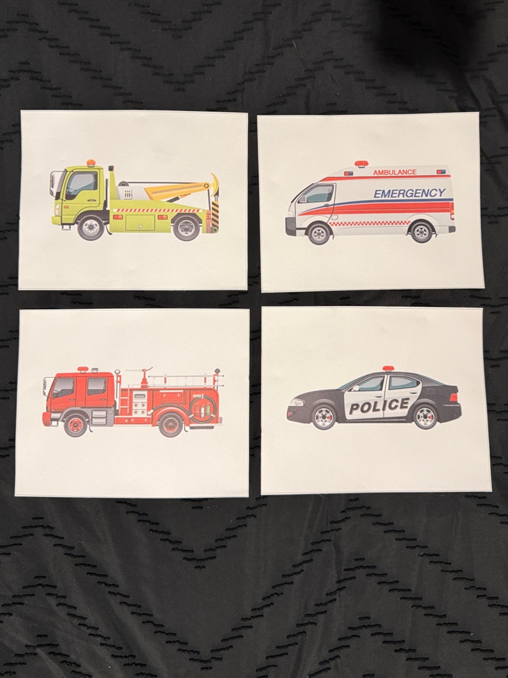 Nursery/Kid’s Room Emergency Vehicles Print Set - Decor